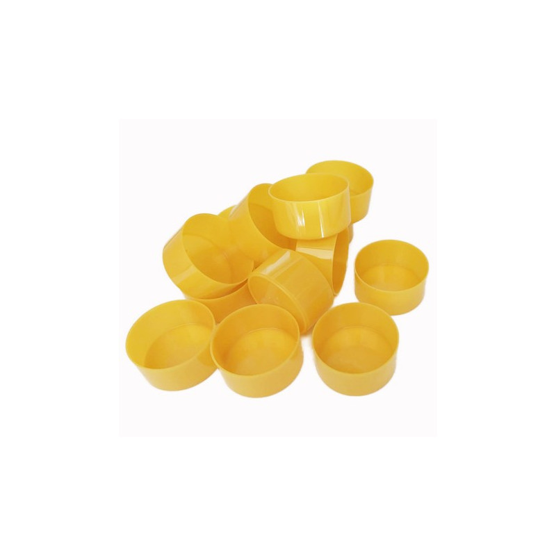 50 Godets à bougies chauffe-plat en plastique jaune opaque