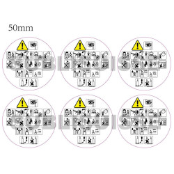 6 Etichette di sicurezza trasparenti rotonde Ø 5 cm